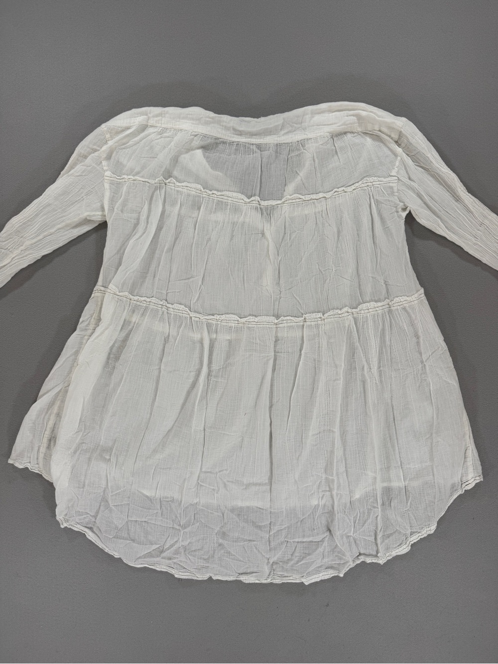 Sundance White 100% Cotton Gauze Boho Tunic Dress Tiered Peasant Top Coastal - Picture 7 of 8